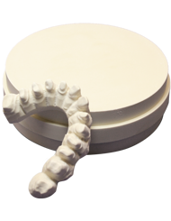 Marmoplast<sup>®</sup> BioStar - Ein fräsbarer Gipsblank mit außerordentlicher Kantenstabilität, hergestellt aus einem kunststoffvergüteten Superhartgips zum Herausfräsen von Gipsmodellen.